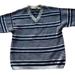 Vintage Limited America Sweater Women’s Sz Small Blue Cream Stripes Cotton